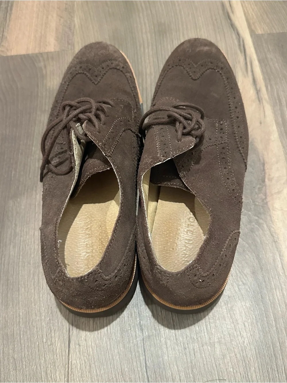 Cole Haan Men's Brown Suede Wingtip Dress Shoes